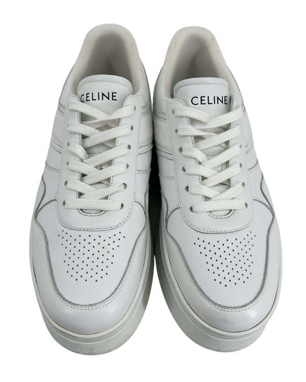 CELINE White Size 8.5 Leather Sneaker - Clothes Circuit