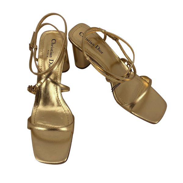 Christian Dior Gold Size 10 METALLIC Sandal - Clothes Circuit