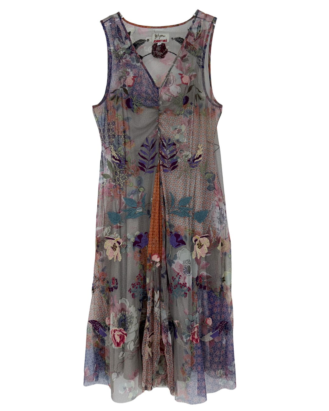 JOHNNY WAS Gray Pink Multi Size L 2pc Dress
